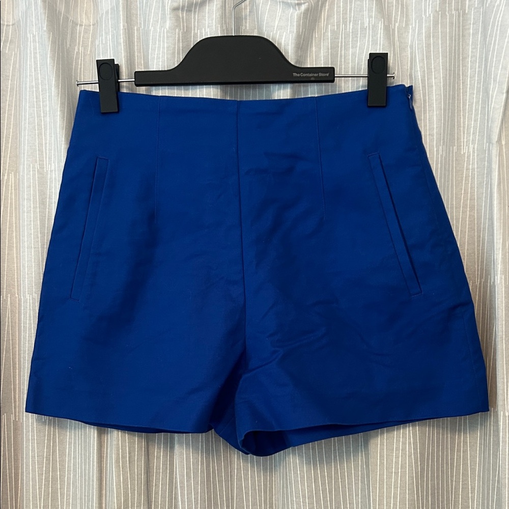 Zara Cobalt Blue High-Waist Tailored Shorts